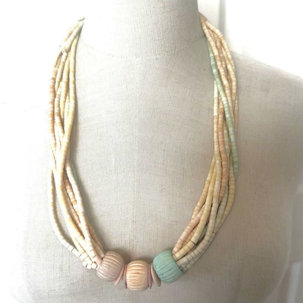 coconut shell multi strand necklace